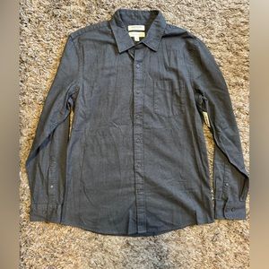 NWT Goodthreads Grey Long Sleeve Button Up Shirt SZ Large